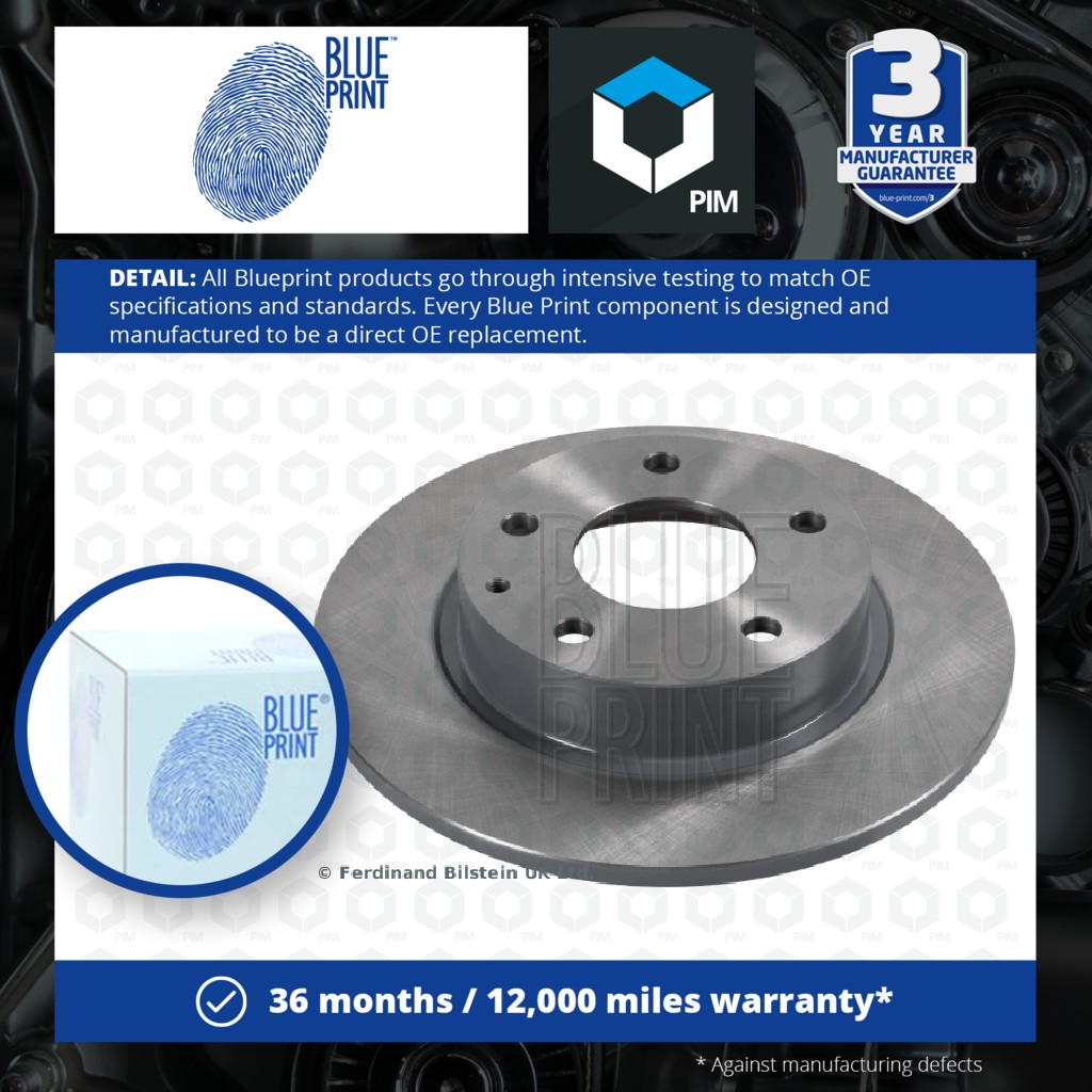Blue Print 2x Brake Discs Pair Solid Rear ADM543131 [PM100474]