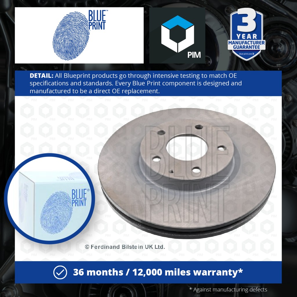 Blue Print 2x Brake Discs Pair Vented Front ADM543123 [PM100472]