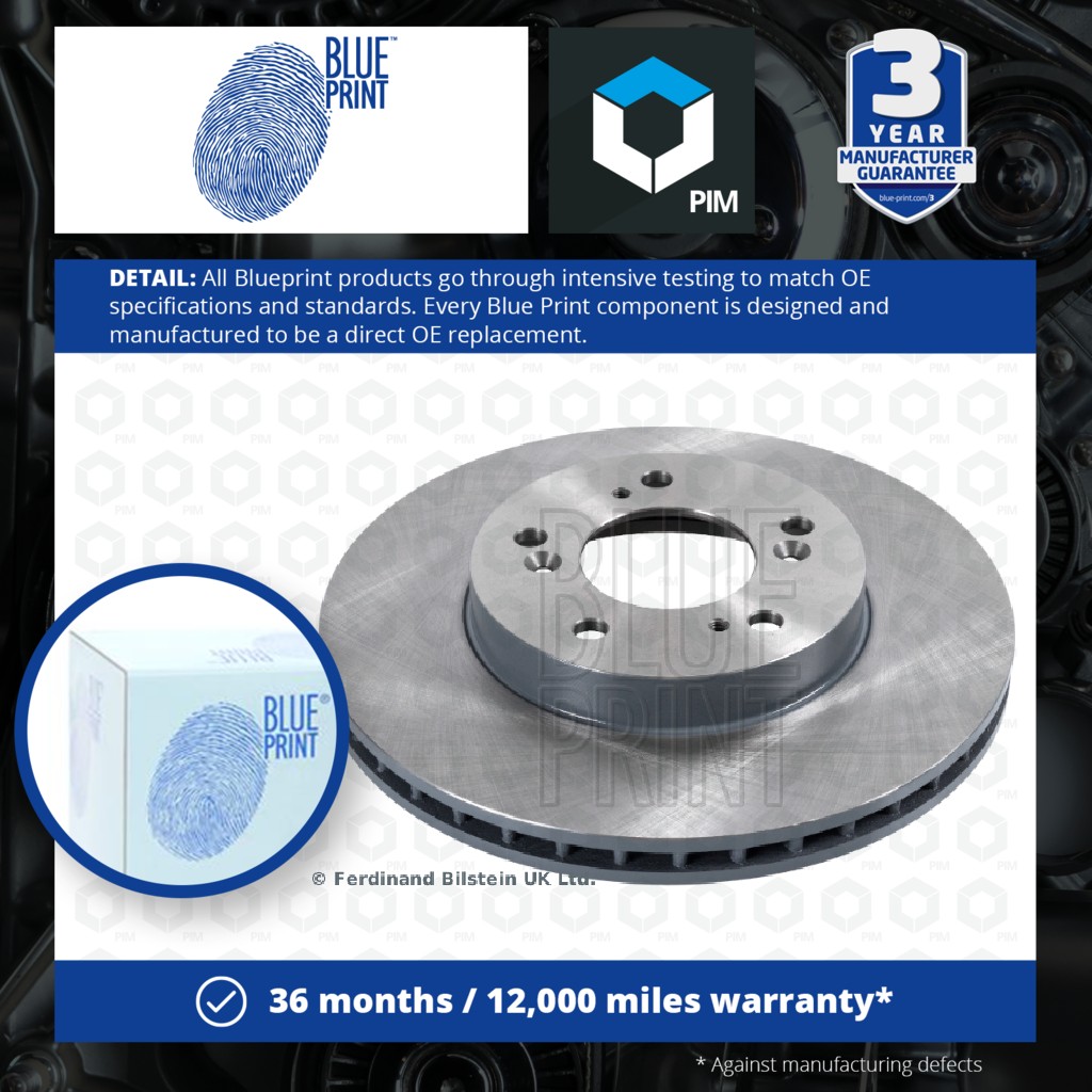 Blue Print 2x Brake Discs Pair Vented Front ADH24341 [PM100429]
