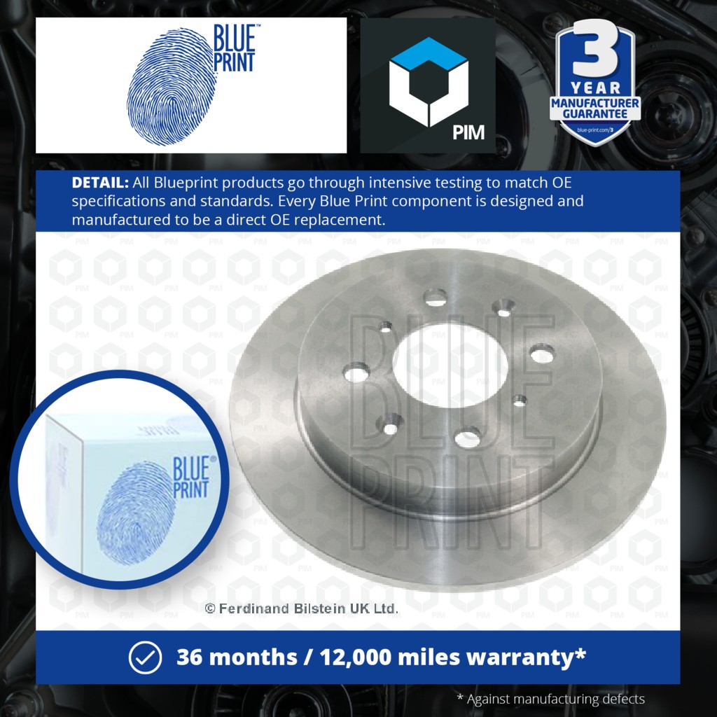 Blue Print 2x Brake Discs Pair Solid Rear ADH243115 [PM100422]