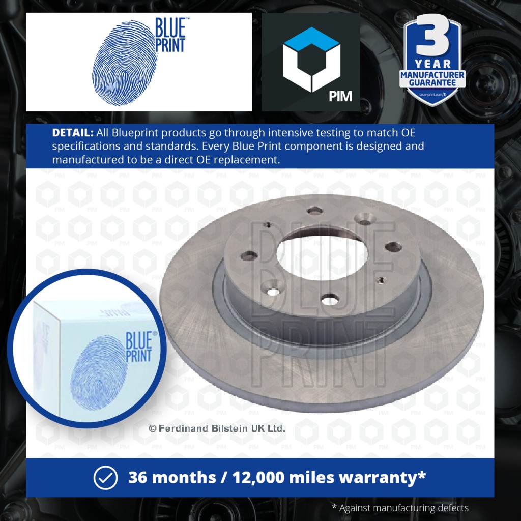 Blue Print 2x Brake Discs Pair Solid Rear ADG04336 [PM100405]