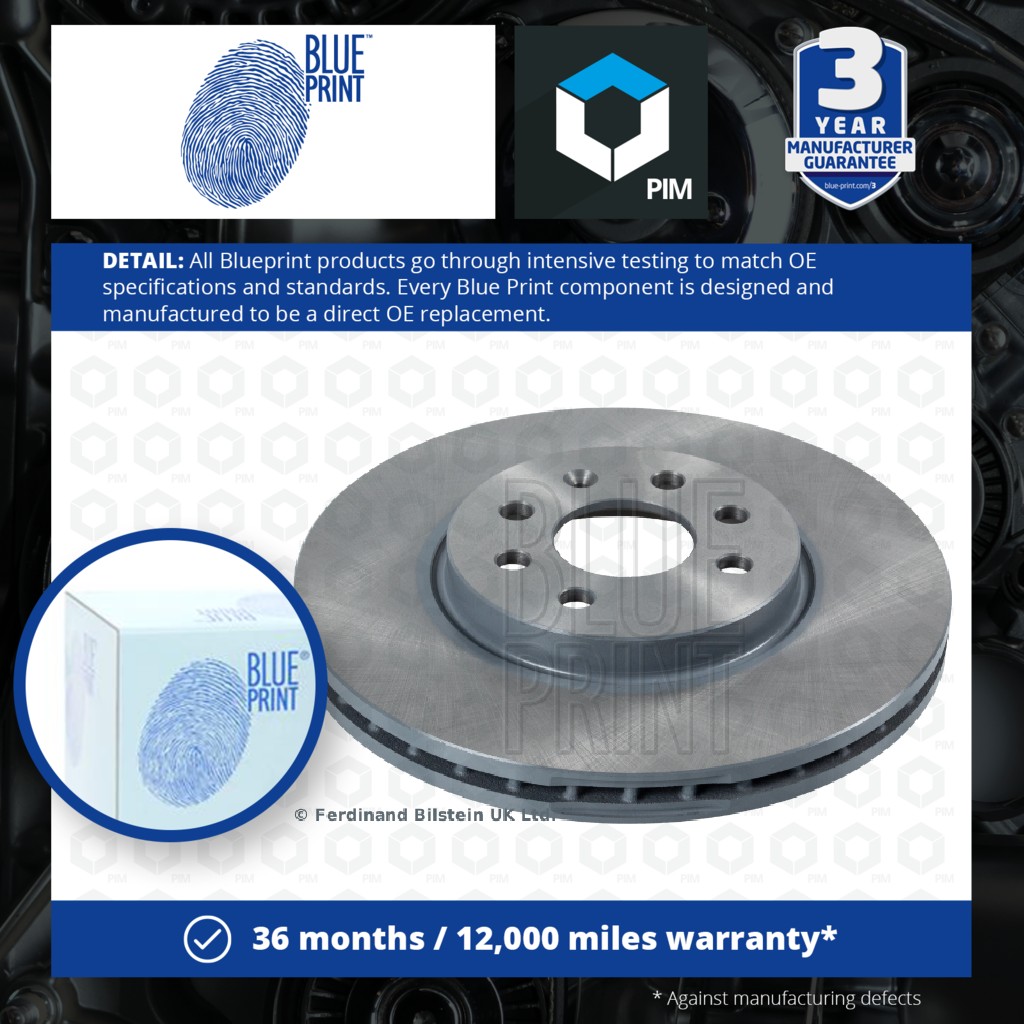 Blue Print 2x Brake Discs Pair Vented Front ADG043203 [PM100401]