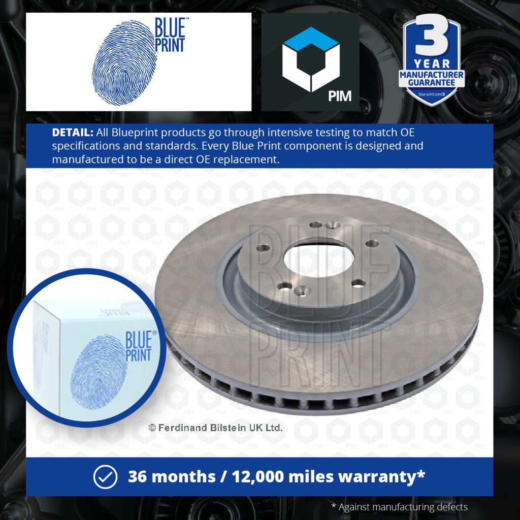 Blue Print 2x Brake Discs Pair Vented Front ADG043180 [PM100399]