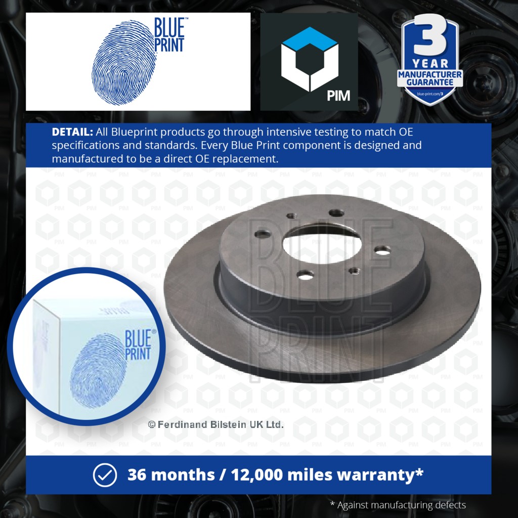 Blue Print 2x Brake Discs Pair Solid Rear ADG04316 [PM100396]