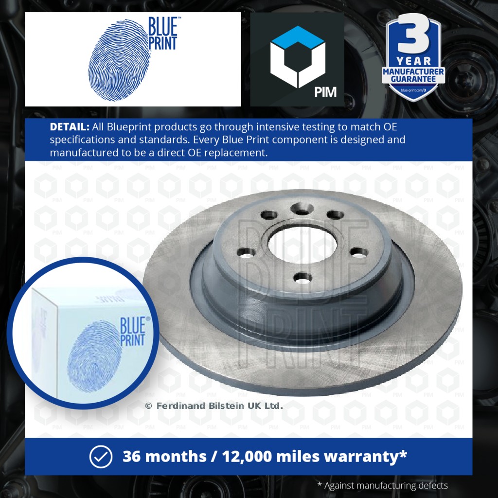 Blue Print 2x Brake Discs Pair Solid Rear ADF124301 [PM100390]
