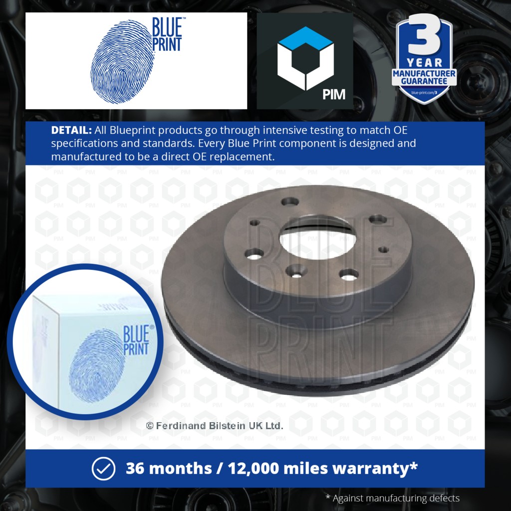 Blue Print 2x Brake Discs Pair Vented Front ADD64314 [PM100386]
