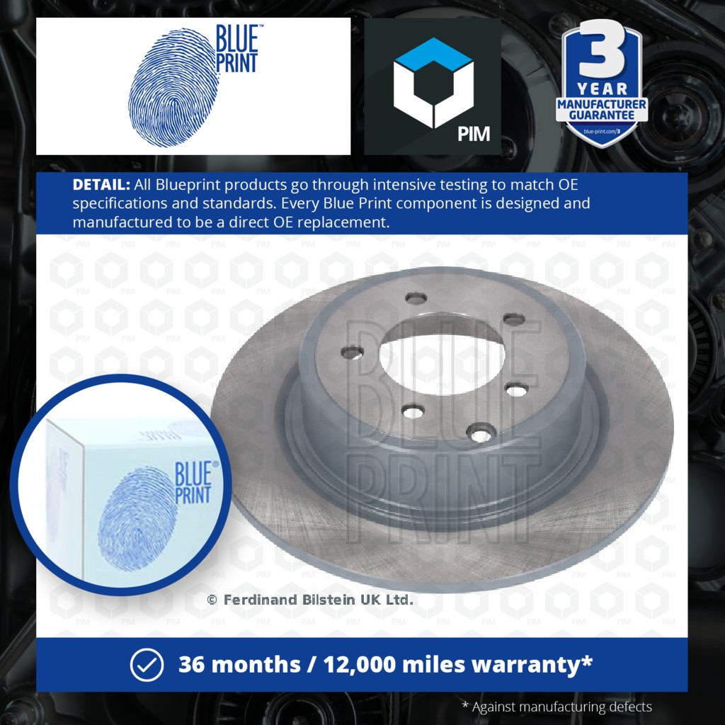 Blue Print 2x Brake Discs Pair Solid Rear ADC443125 [PM100375]