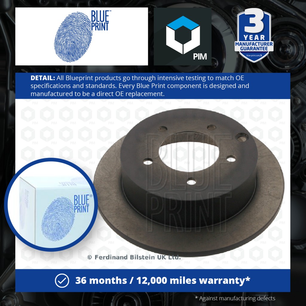 Blue Print 2x Brake Discs Pair Solid Rear ADC443120 [PM100372]