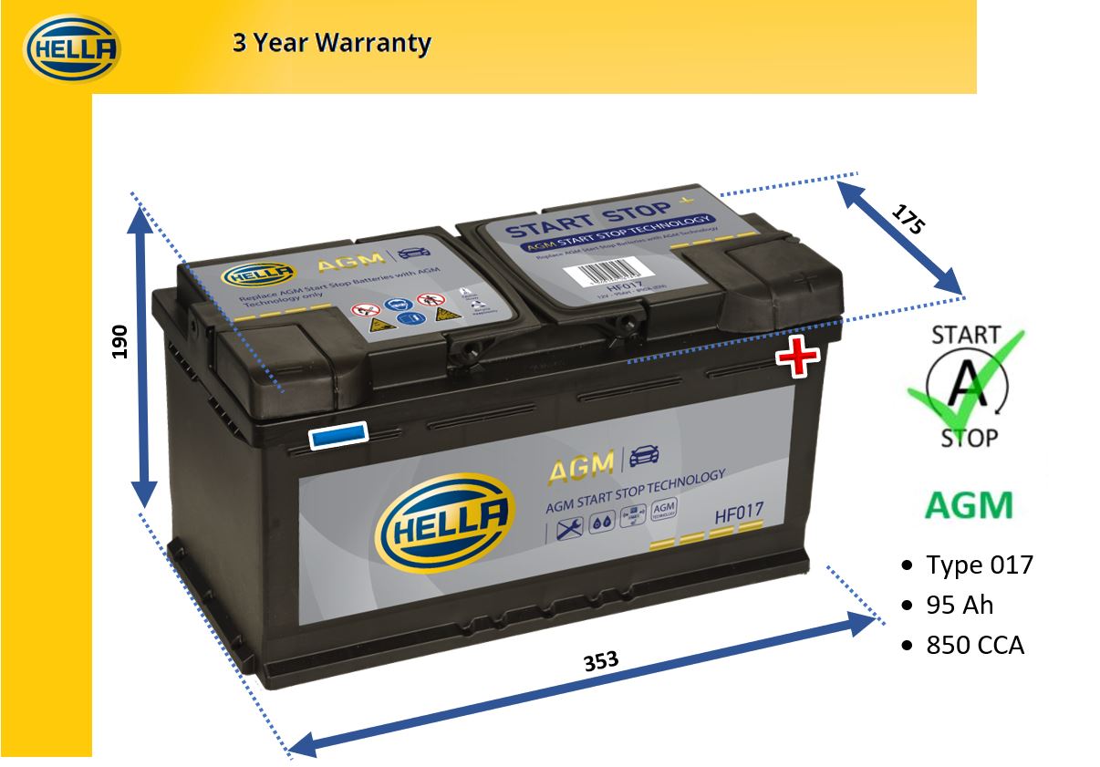 Hella HF017 AGM Car Battery