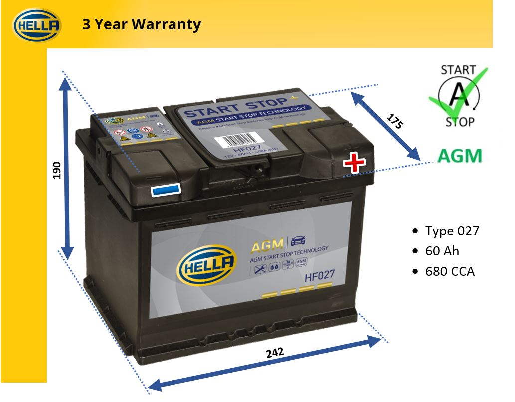 Hella HF027 AGM Car Battery