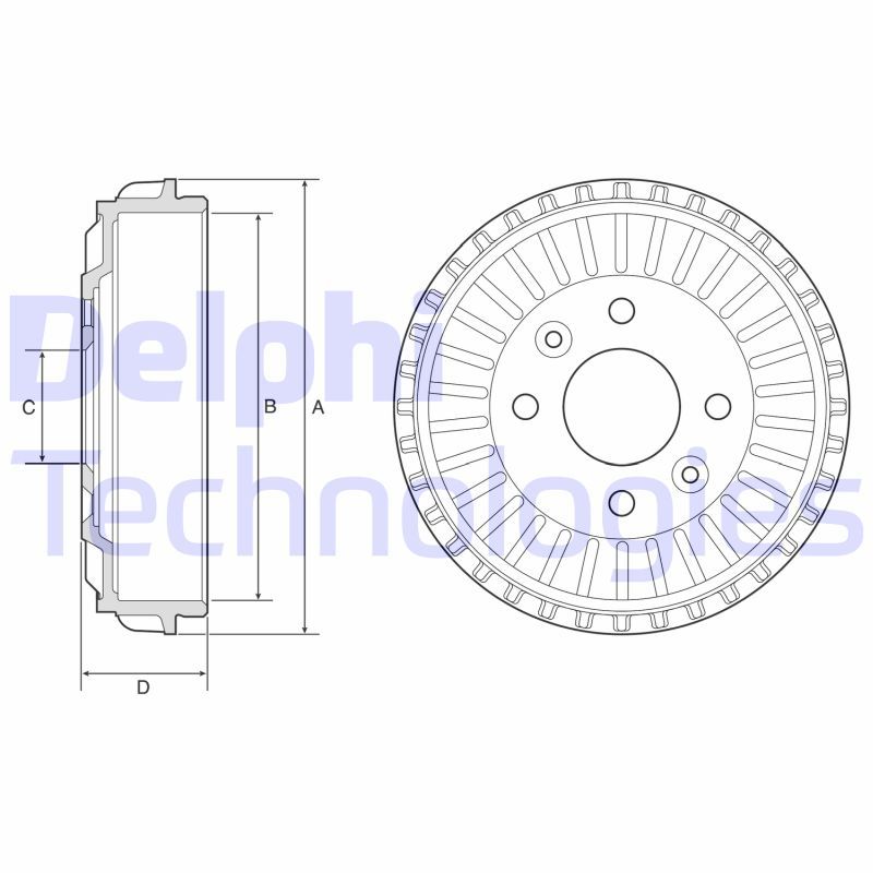 Delphi Brake Drum Rear BF594 [PM1863645]