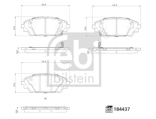 Febi Brake Pads Set Front 184437 [PM2134666]