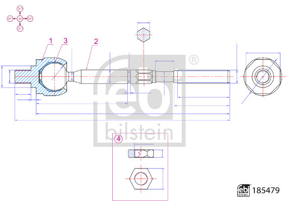 Febi Inner Rack End Left or Right 185479 [PM2174278]