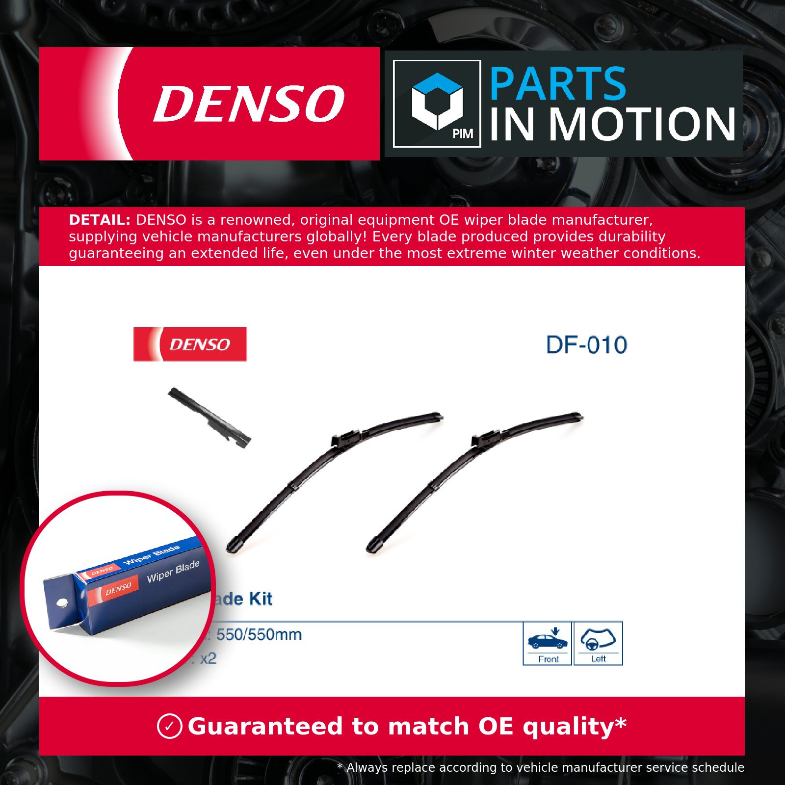 Wiper Blade fits AUDI A6 C6 4.2 Front 04 to 11 Windscreen Denso 4F1955425F New