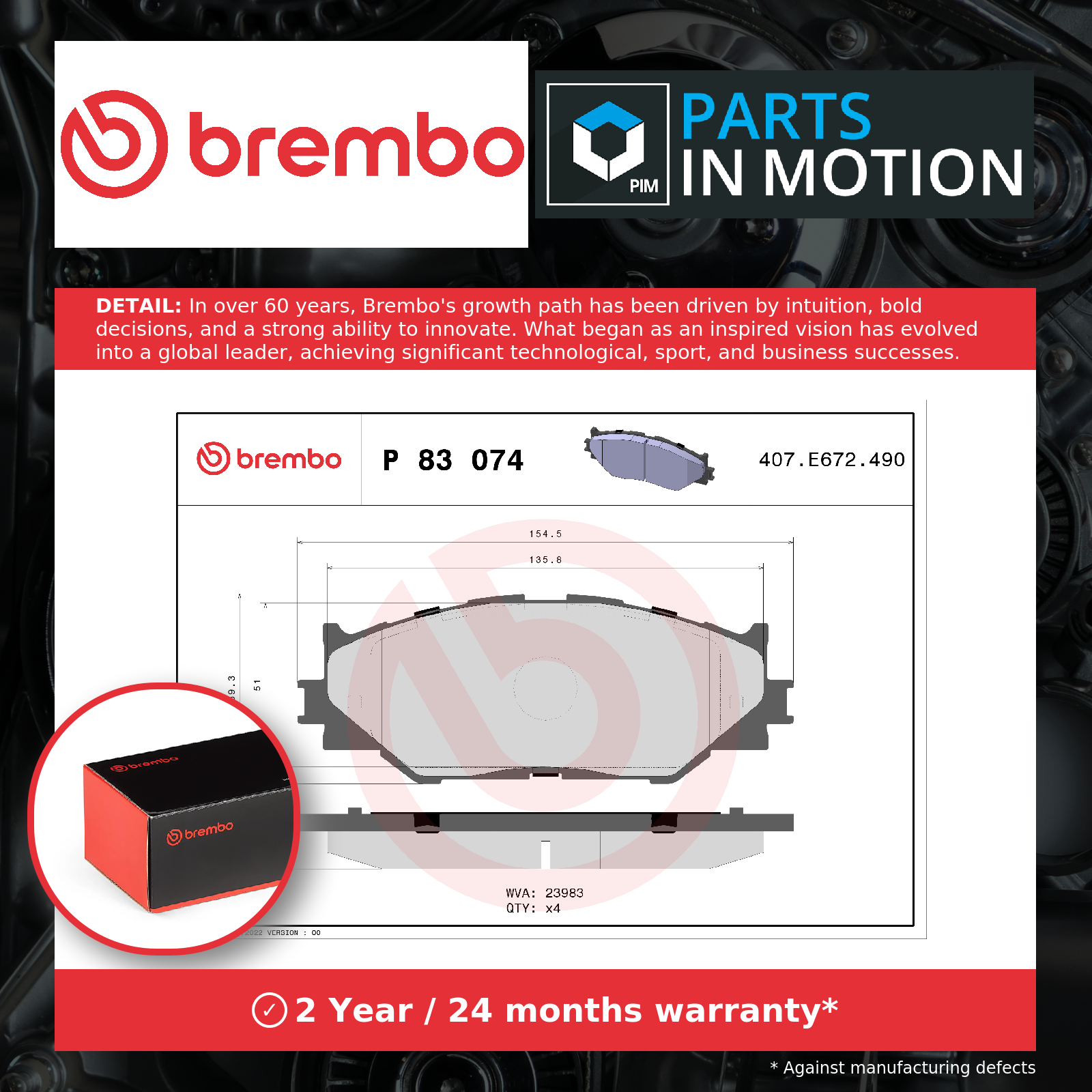 Brembo Brake Pads Set Front P83074 [PM2262694]