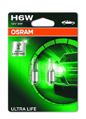 Osram 64132ULT-02B (Pk2) 12v 6w Bax9s Ultralife