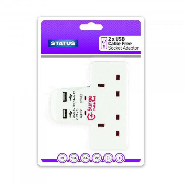 Status S2W2USBCFS12 003 2 Way Cable Free Socket With Usbs