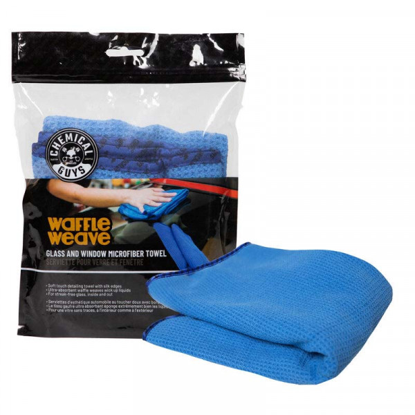 Chemical Guys MIC708 Waffle Weave Glass Cloth Blue