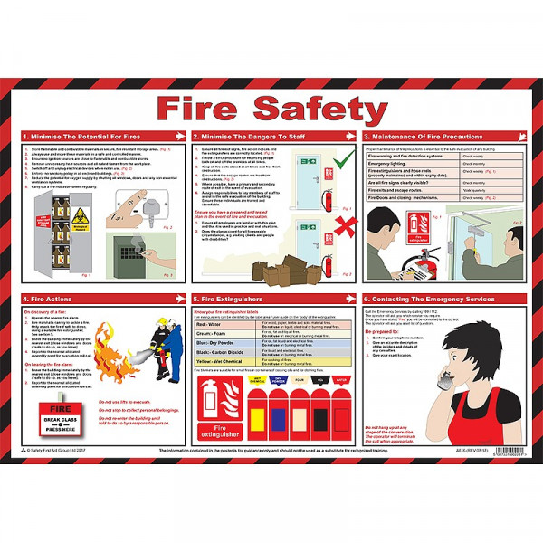 Safety First Aid A616 Fire Safety Poster 59cmx42cm
