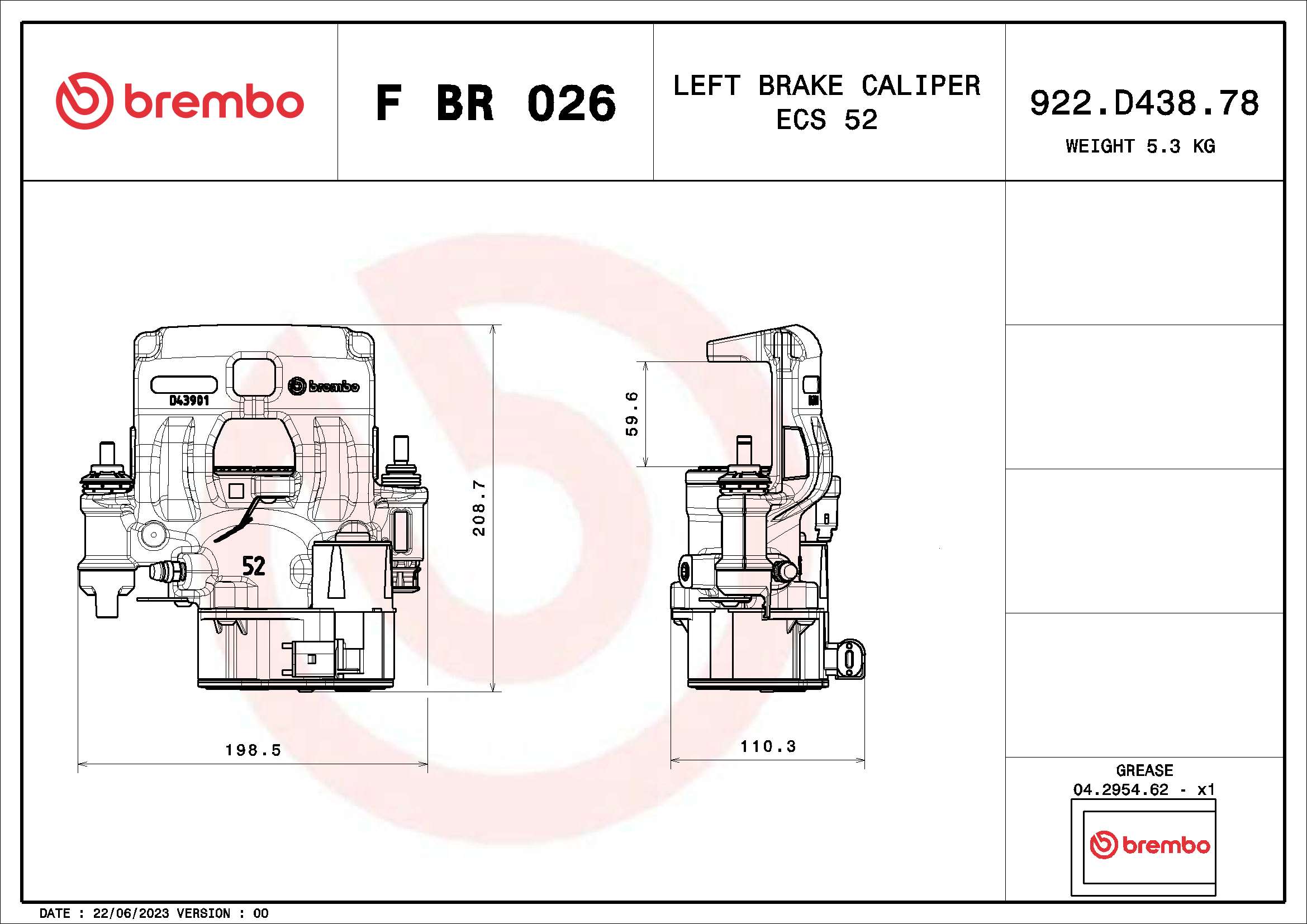 Brembo Brake Caliper Rear Left FBR026 [PM2258790]