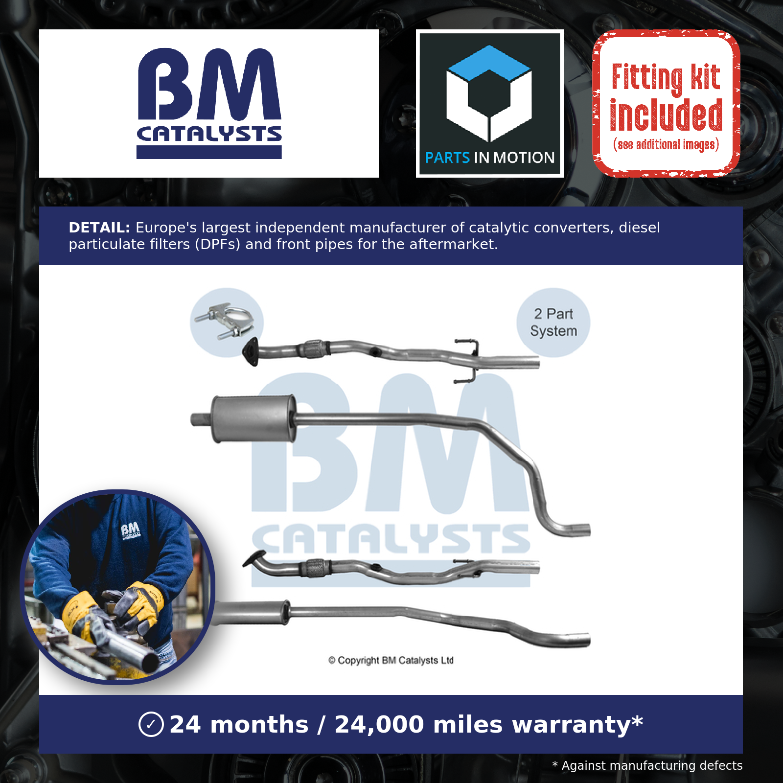 BM Catalysts Exhaust Pipe + Fitting Kit Centre BM51131K [PM2414497]
