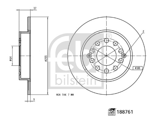Febi 188761 2x Brake Discs Pair Solid