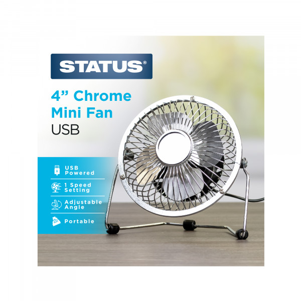 Status SUSBCRMWFAN1PKB4 Portable Usb Mini Desk Fan Chrome
