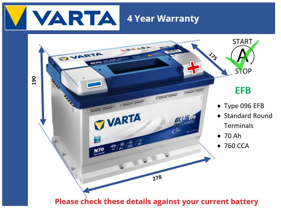 Varta N70 EFB Car Battery