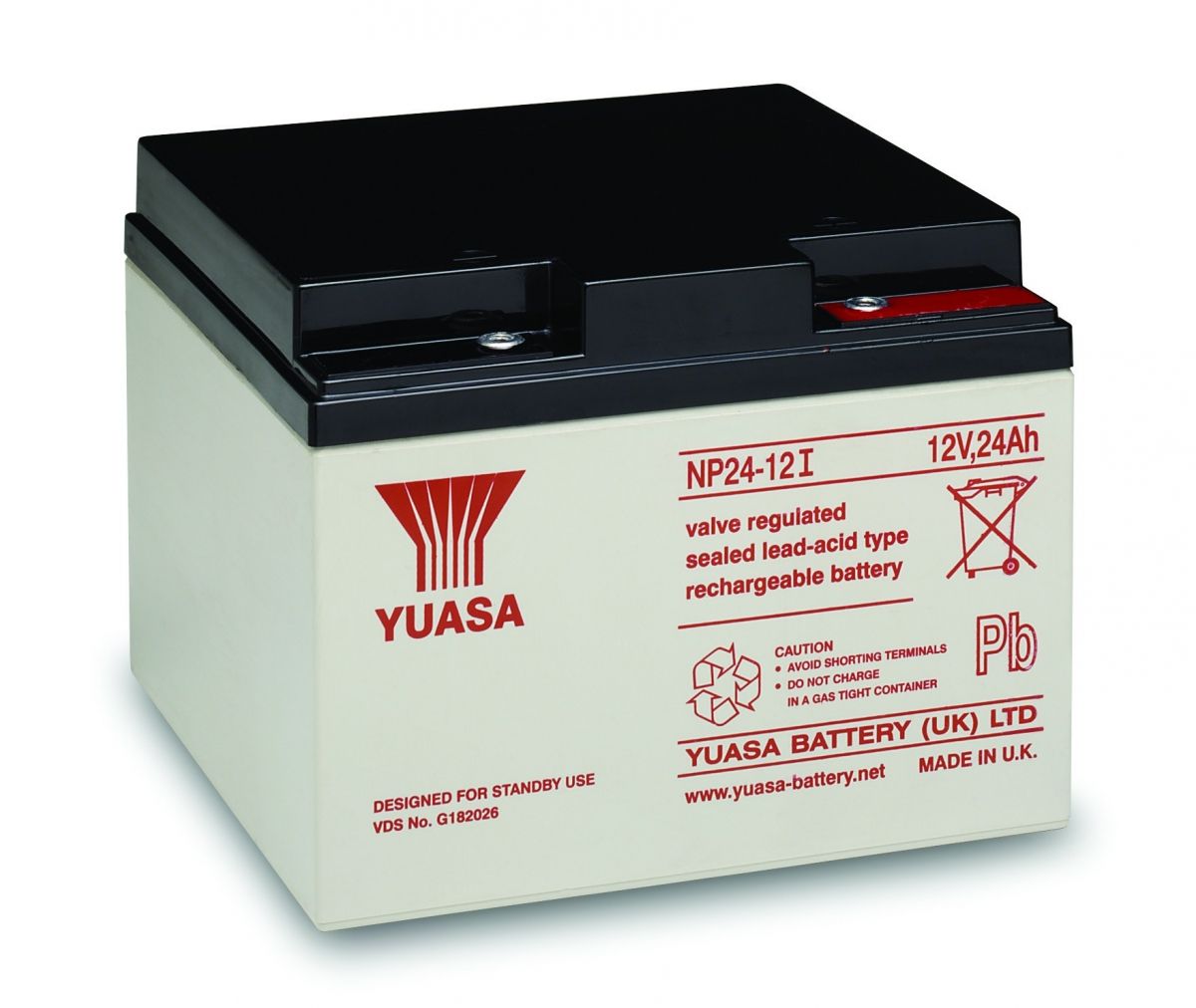 Yuasa NP24-12 Valve Regulated Lead Acid (VRLA) Battery 12V 24Ah