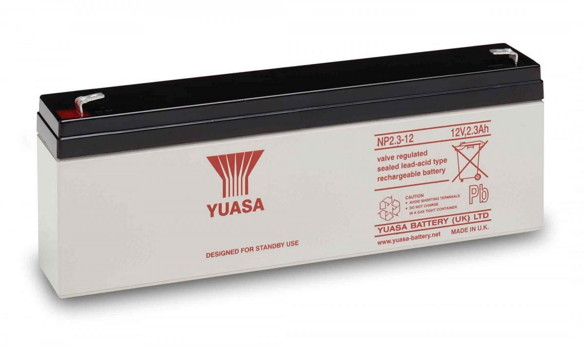 Yuasa NP2.3-12 Valve Regulated Lead Acid (VRLA) Battery 12V 2.3Ah