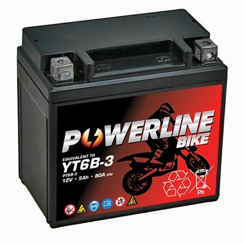 Powerline YT6B-3 AGM Motorcycle Battery