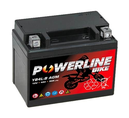 Powerline YB4L-B AGM Motorcycle Battery