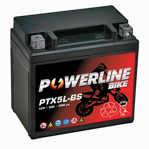 Powerline PTX5L-BS AGM Motorcycle Battery