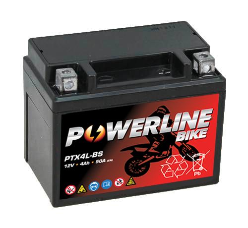 Powerline PTX4L-BS AGM Motorcycle Battery