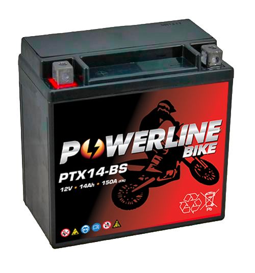 Powerline PTX14-BS AGM Motorcycle Battery