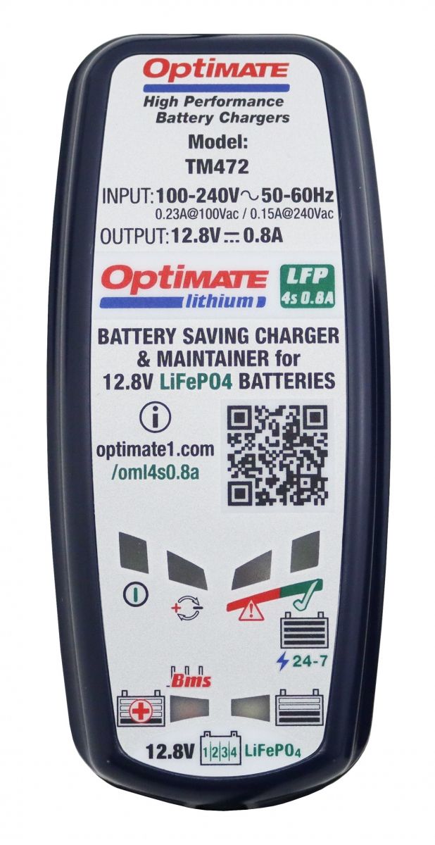 Optimate OPT3LI Lithium LFP 4s 0.8A 12.8V Motorcycle Battery Charger & Optimiser TM472