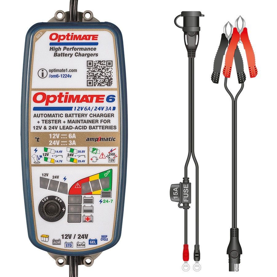 Optimate 6 12V/24V 6A/3A Battery Charger & Optimiser TM380 OPT6-12/24 