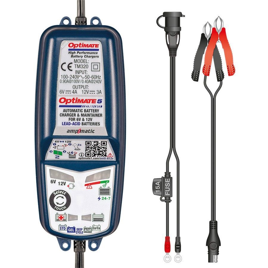 Optimate OPT5-SEL 5  6V/12V 4A/3A  AmpMatic Battery Charger & Optimiser TM322 