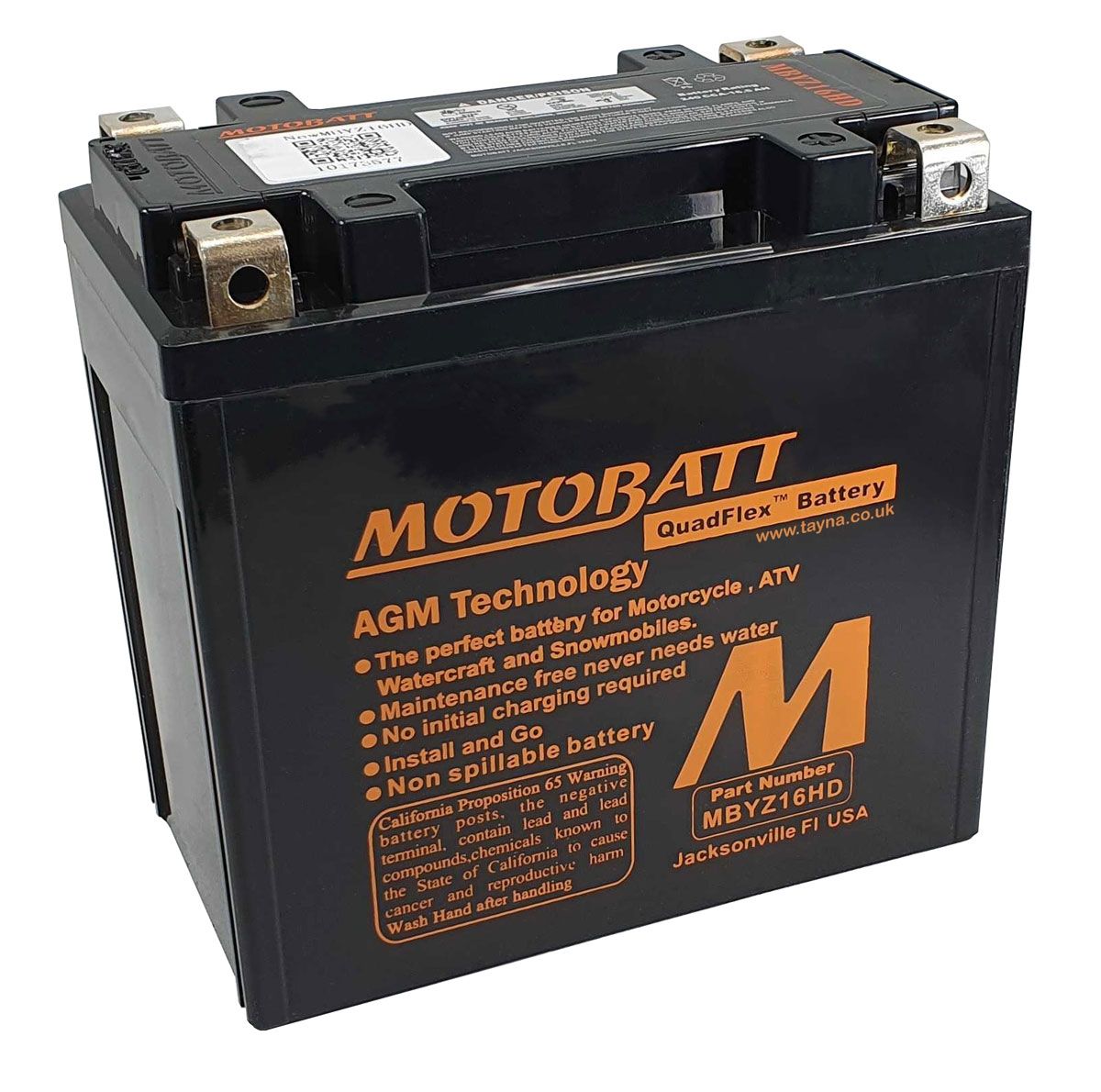 Motobatt MBYZ16HD AGM Motorcycle Battery