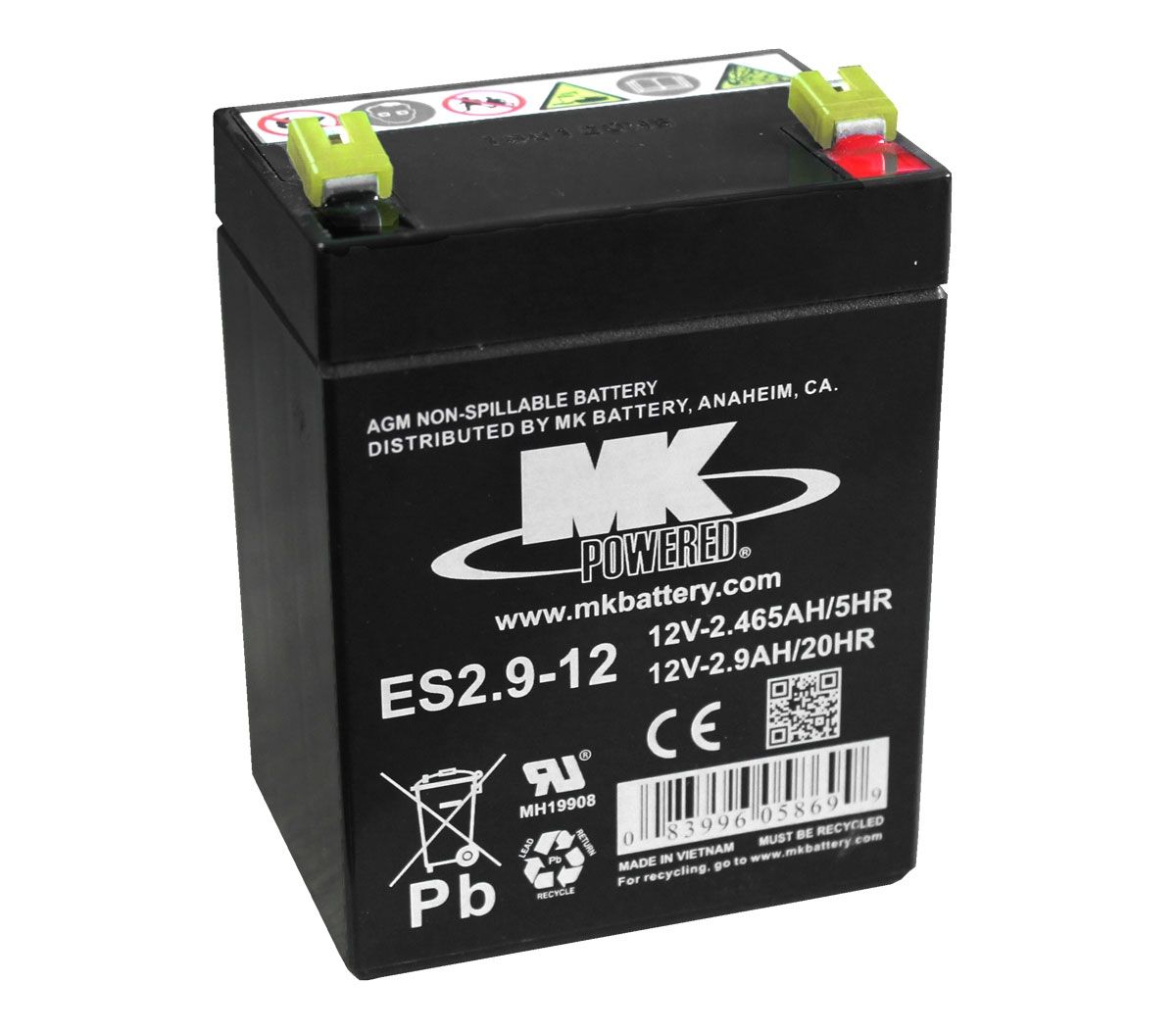 ES2.9-12 MK Sealed AGM VRLA Battery 12V 2.9Ah