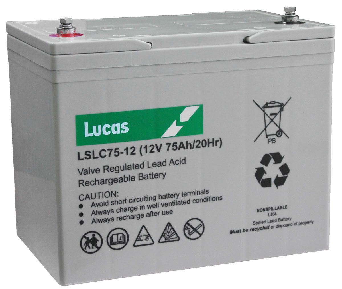 LSLC75-12 Lucas Sealed Lead Acid Battery 75Ah