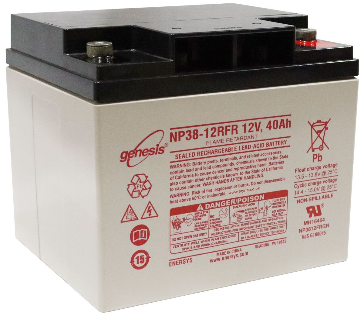 NP38-12FR EnerSys Genesis SLA Battery 12v 38Ah 