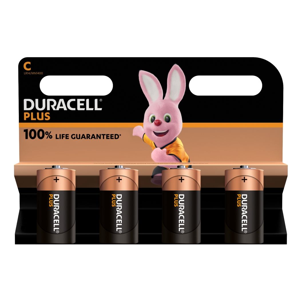 4x Duracell Plus C Batteries MN1400B4