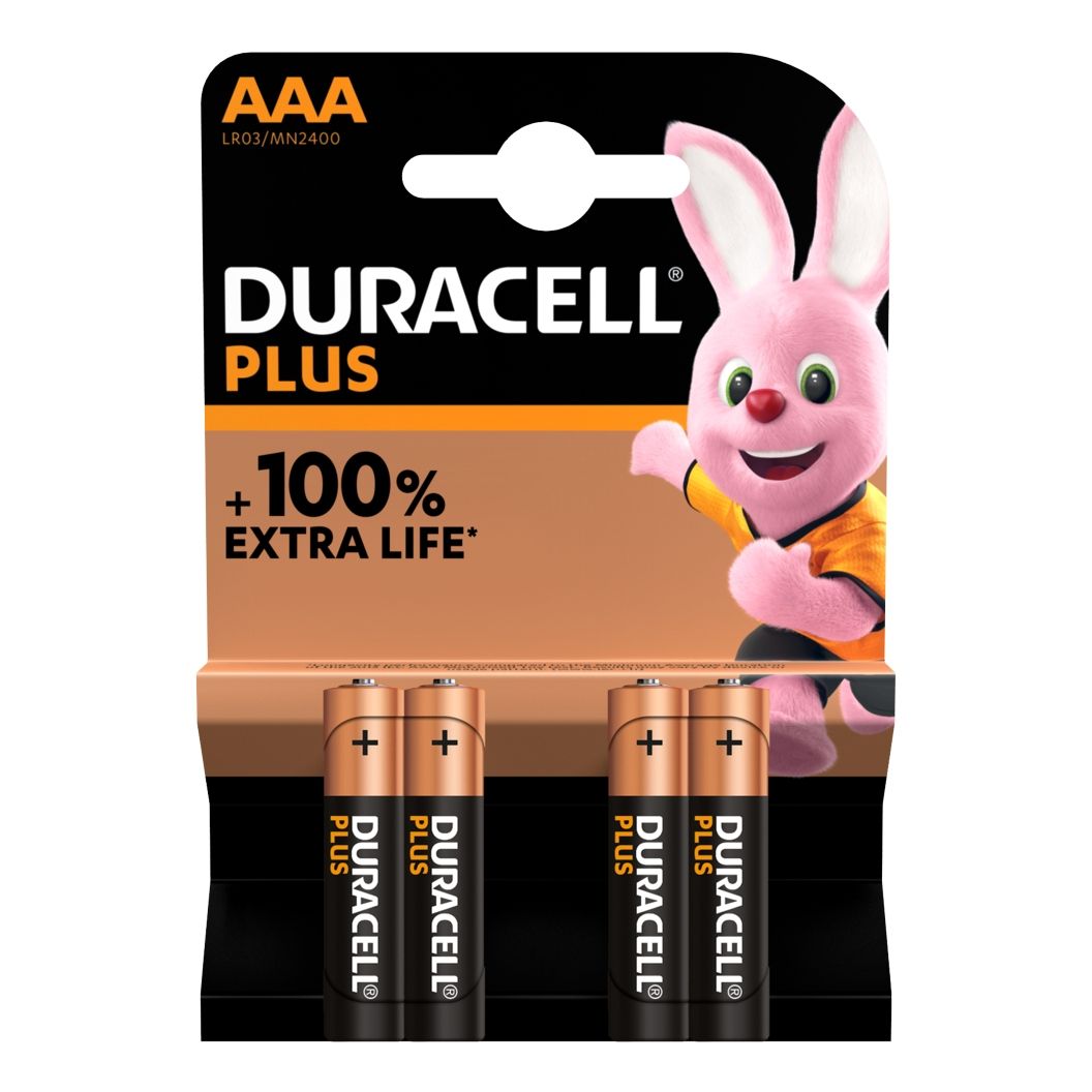 4x Duracell Plus AAA Batteries MN2400B4