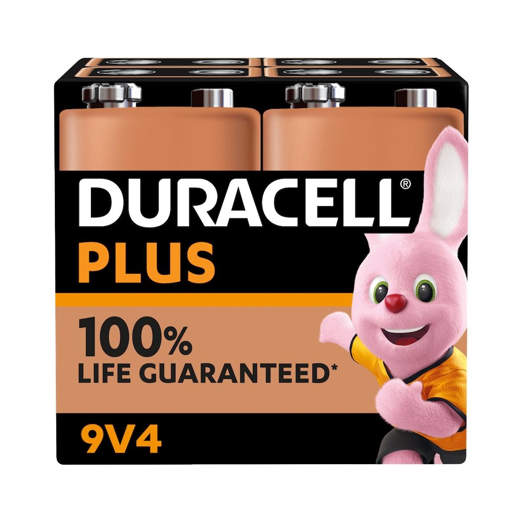 4x Duracell Plus 9V Batteries MN1604B4