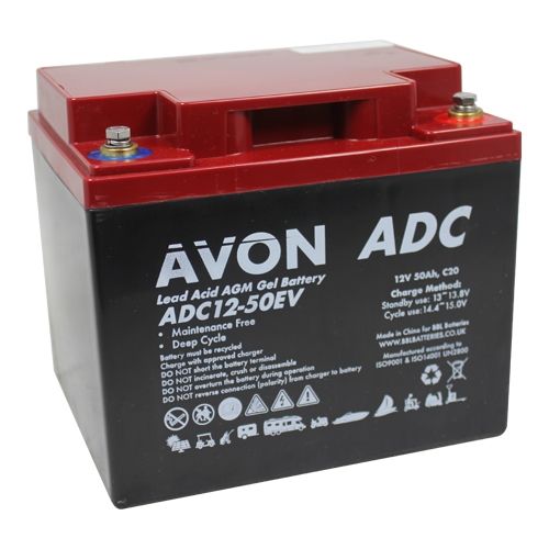 ADC12-50EV AVON Deep Cycle AGM GEL Battery 50Ah