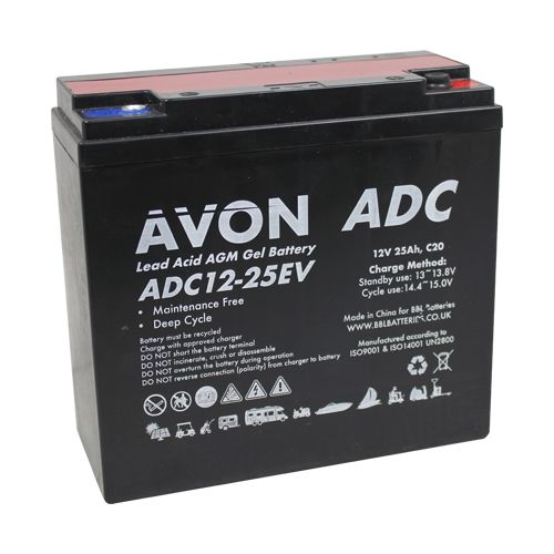 ADC12-25EV AVON Deep Cycle AGM GEL Battery 25Ah