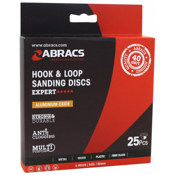 ABRACS Sanding Discs H&L 6 Holes 150mm P60 PK 25 WSD43N