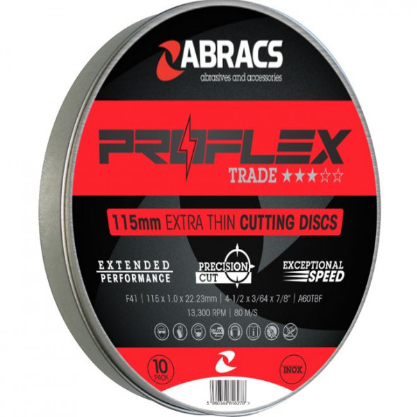 ABRACS Proflex Extra Thin Flat Cutting Disc 125 x 1.0 x 22mm PK 10 WCP162