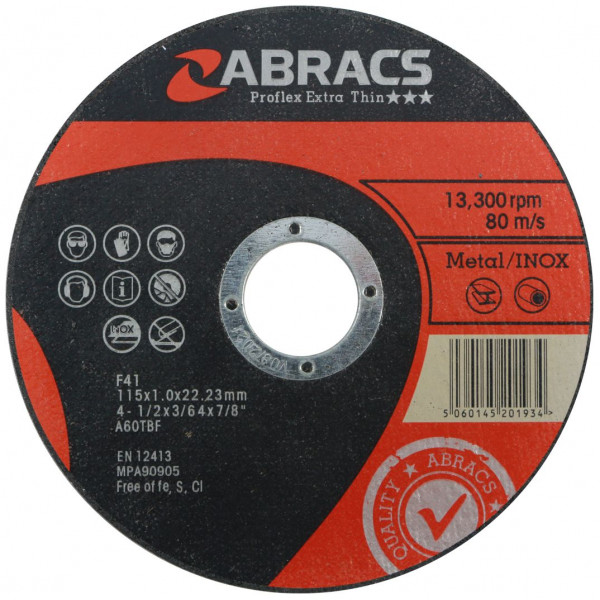 ABRACS Proflex Extra Thin Flat Cutting Disc 100 x 1.0 x 16mm PK 10 WCP106